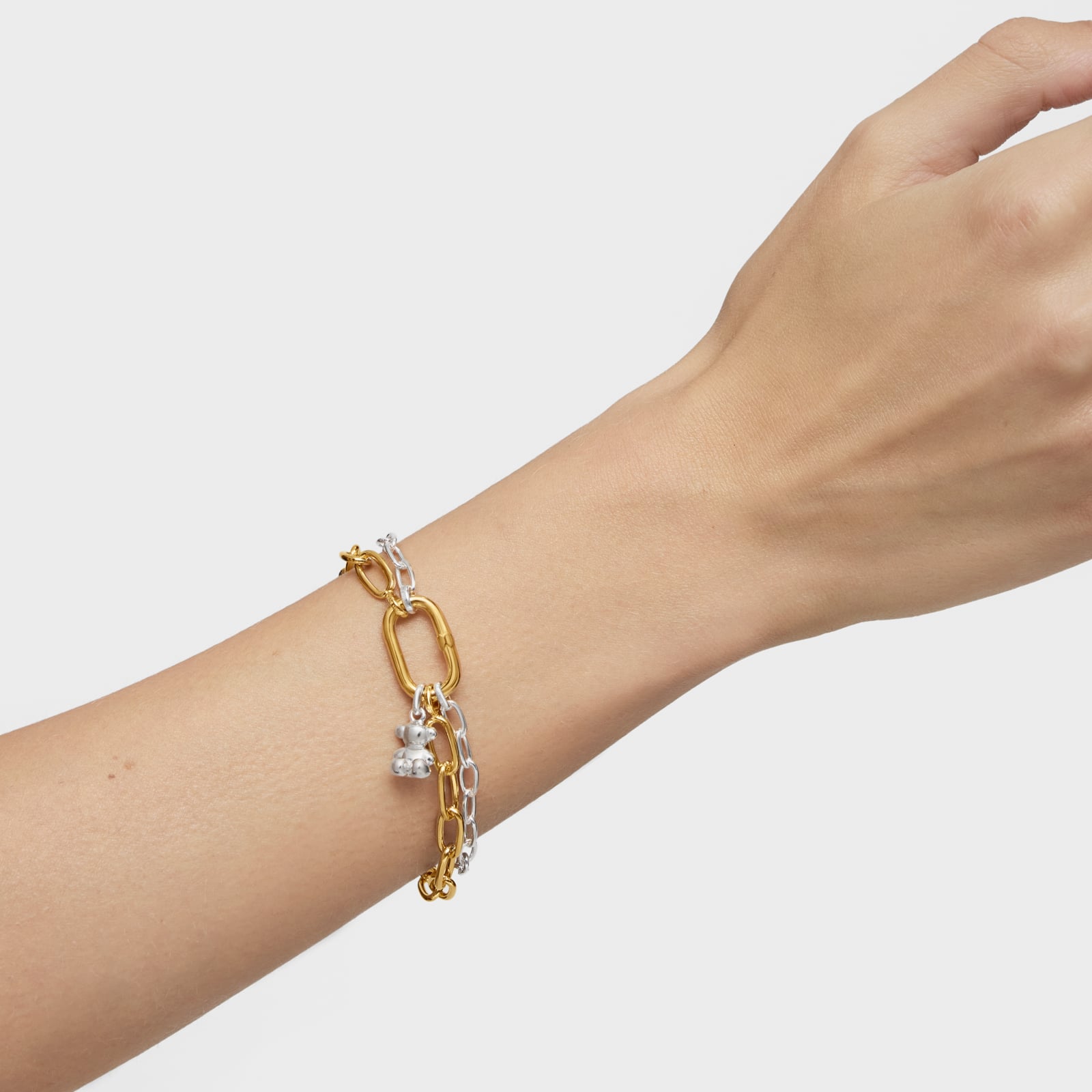 PULSERA TOUS PLATA 1ªLEY BAÑO ORO OVAL XL - 1
