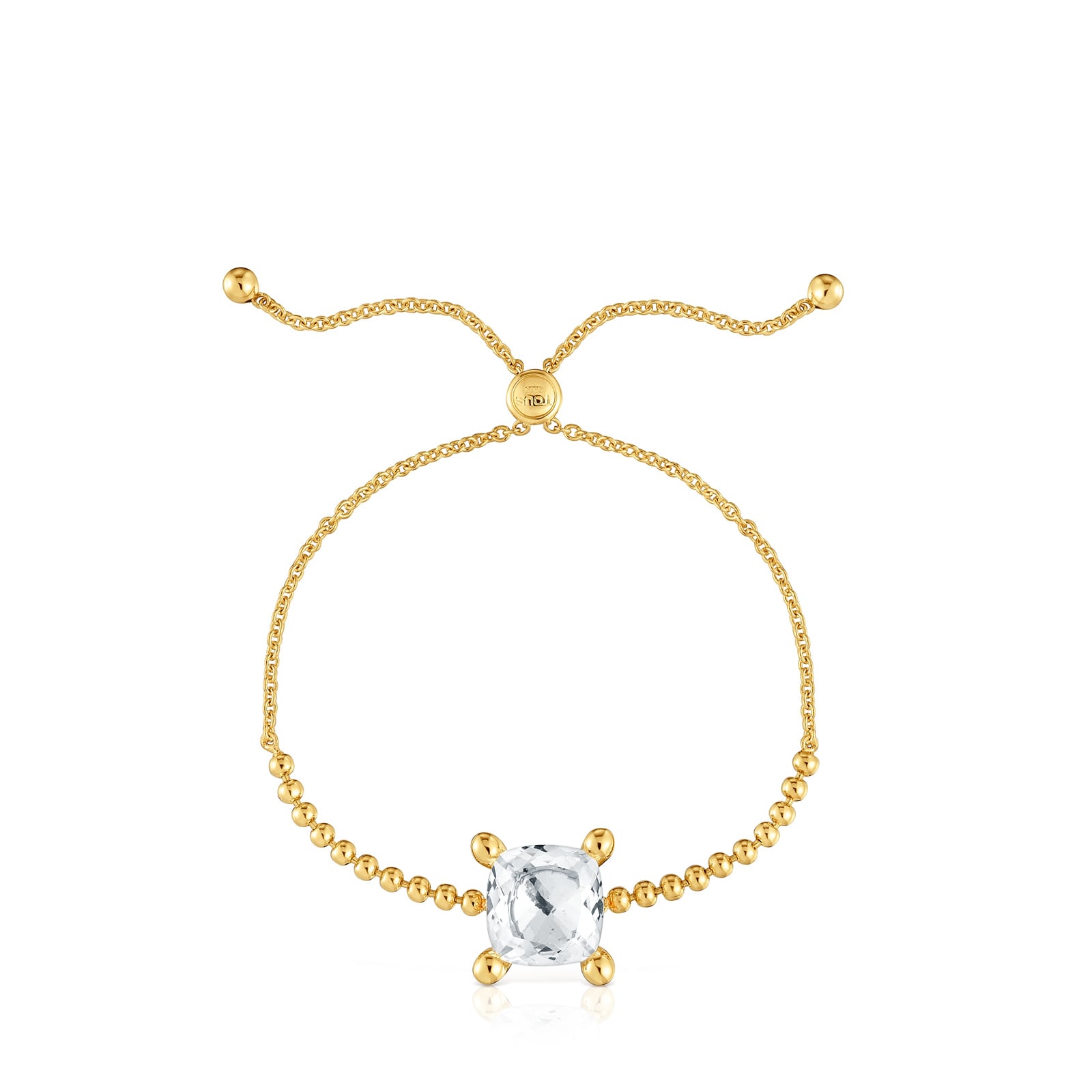 PULSERA TOUS PLATA 1ªLEY BAÑO ORO ROCK CRYSTAL - 1