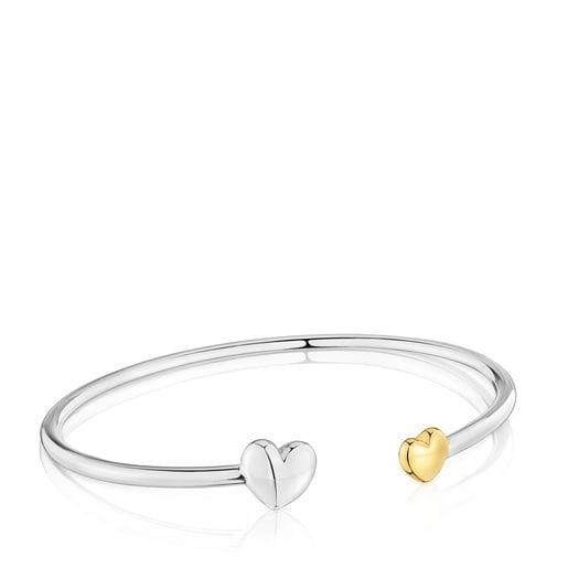 PULSERA PLATA BAÑO CORAZON BICOLOR - 4