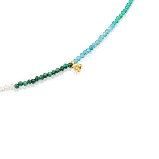 COLLAR PLATA BAÑO GEMA MULTI VERDE - 1
