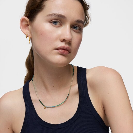 COLLAR PLATA BAÑO GEMA MULTI VERDE - 3