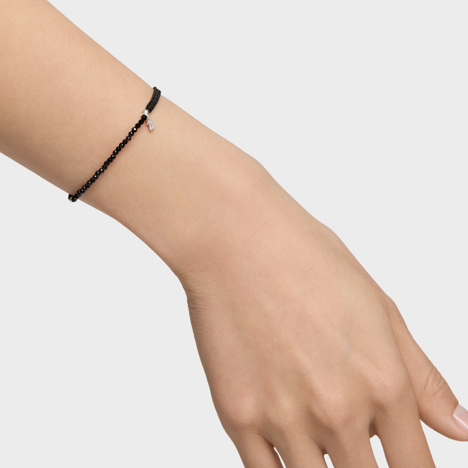 PULSERA NYLON CON ESPINELAS PLATA - 5