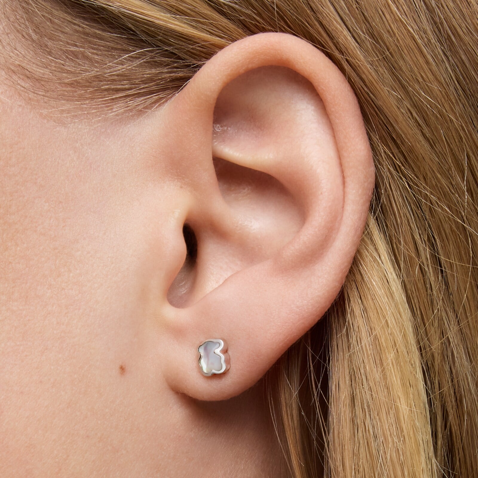 ARETES PLATA LEY OSO NACAR 6MM - 5