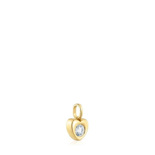 DIJE CORAZÓN DE ORO CON DIAMANTE CREADO EN LABORATORIO LILI - 1