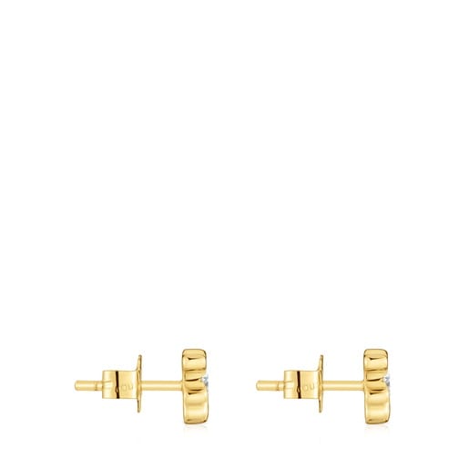 ARETES OSO DE ORO CON DIAMANTES CREADOS EN LABORATORIO LILI - 1