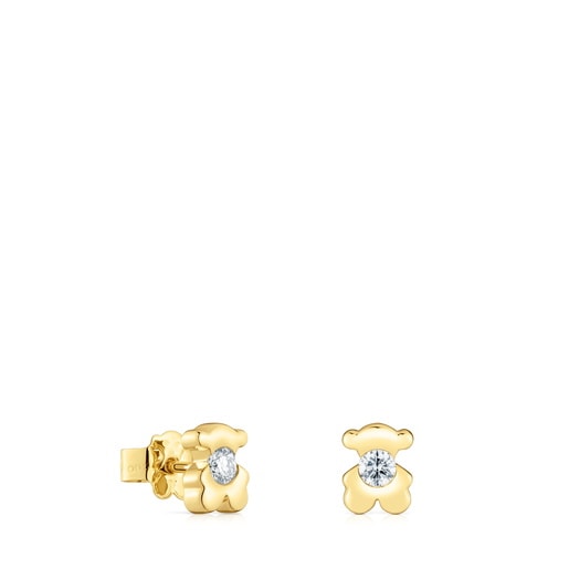 ARETES OSO DE ORO CON DIAMANTES CREADOS EN LABORATORIO LILI - 4