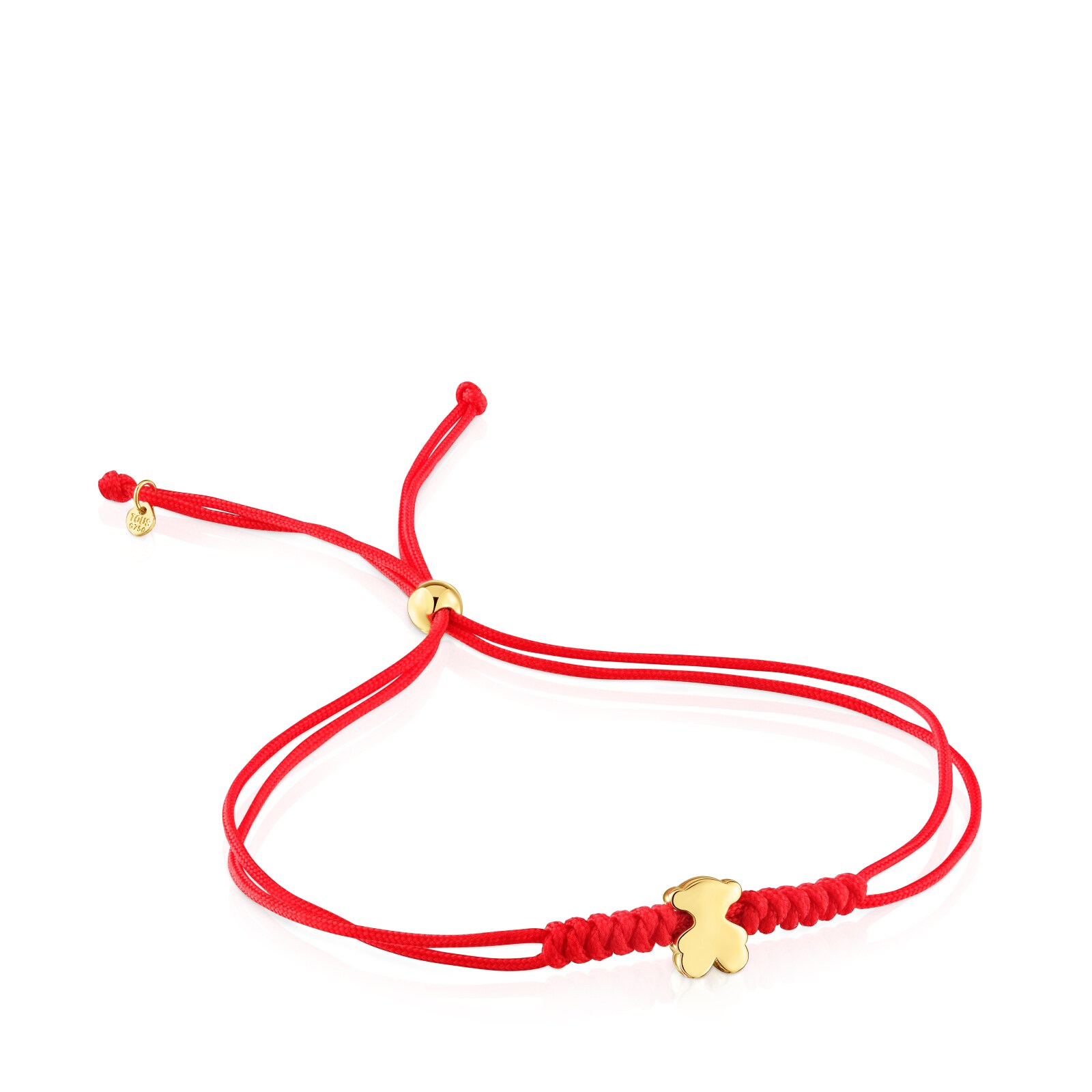 PULSERA DE ORO MOTIVO OSO Y NYLON EN COLOR ROJO SWEET DOLLS - 1