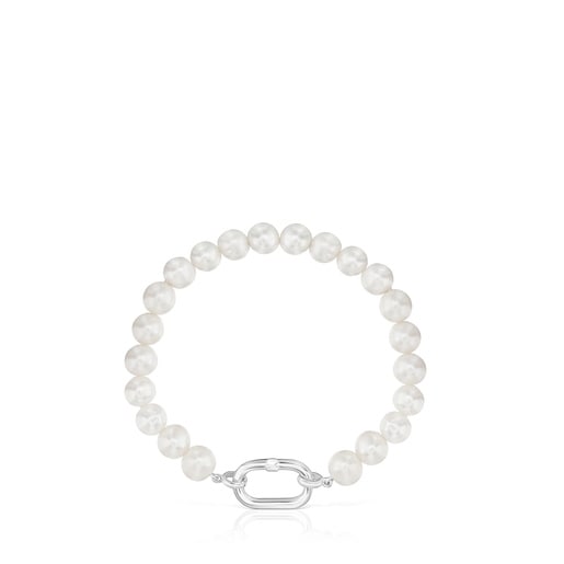 PULSERA DE PERLAS CON ANILLA PLATA - 1