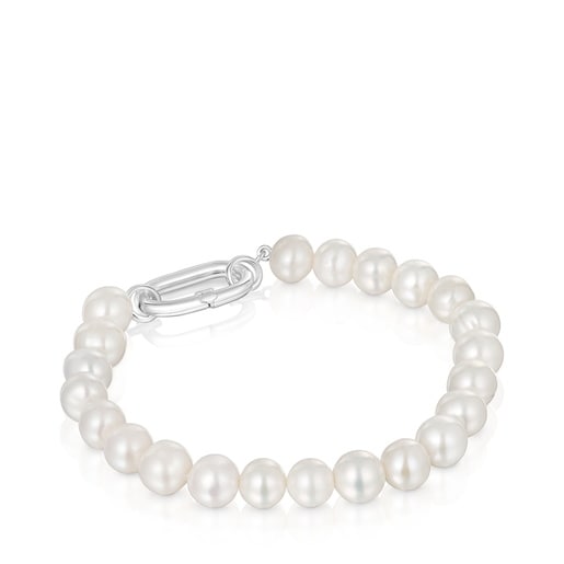 PULSERA DE PERLAS CON ANILLA PLATA - 2