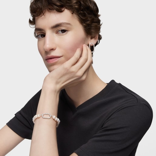 PULSERA DE PERLAS CON ANILLA PLATA - 4
