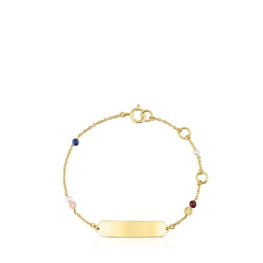 PULSERA PLACA DE ORO Y GEMAS - 1