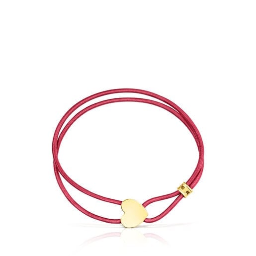 PULSERA ELÁSTICA ROJA CON CORAZÓN CON BAÑO DE ORO 18 KT SOBRE PLATA SWEET DOLLS - 1