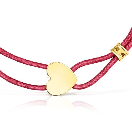 PULSERA ELÁSTICA ROJA CON CORAZÓN CON BAÑO DE ORO 18 KT SOBRE PLATA SWEET DOLLS - 3