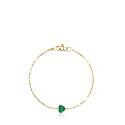 PULSERA CORAZÓN DE ORO Y MALAQUITA - 1