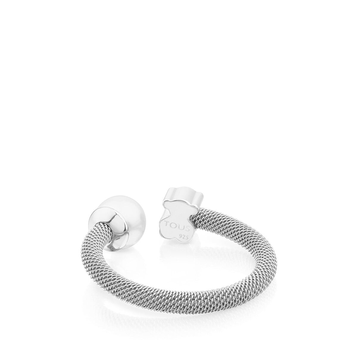 ANILLO DE PLATA Y PERLA CULTIVADA MOTIVO OSO ICON MESH - 3