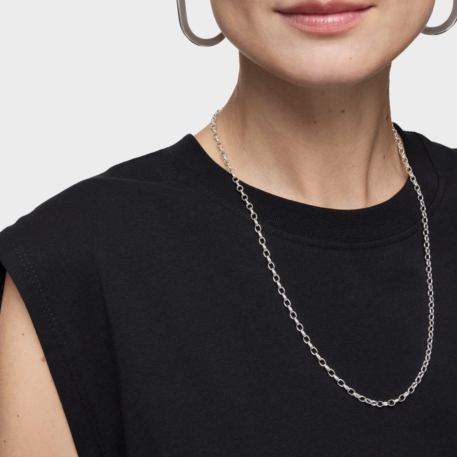 GARGANTILLA DE PLATA CON ANILLAS REDONDAS, 60 CM CHAIN - 6