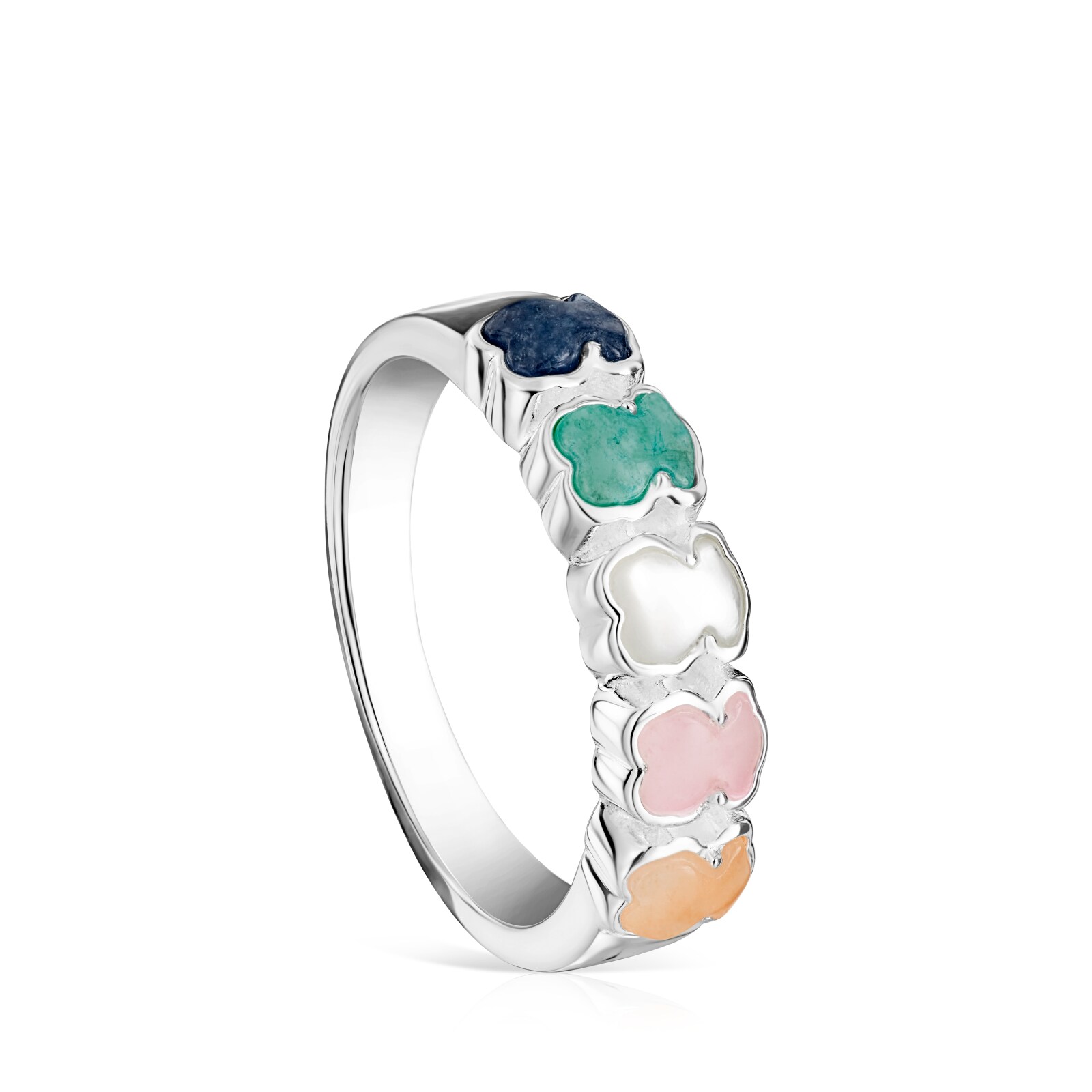 ANILLO DE PLATA CON GEMAS MULTICOLOR MOTIVO OSO MINI COLOR - 1