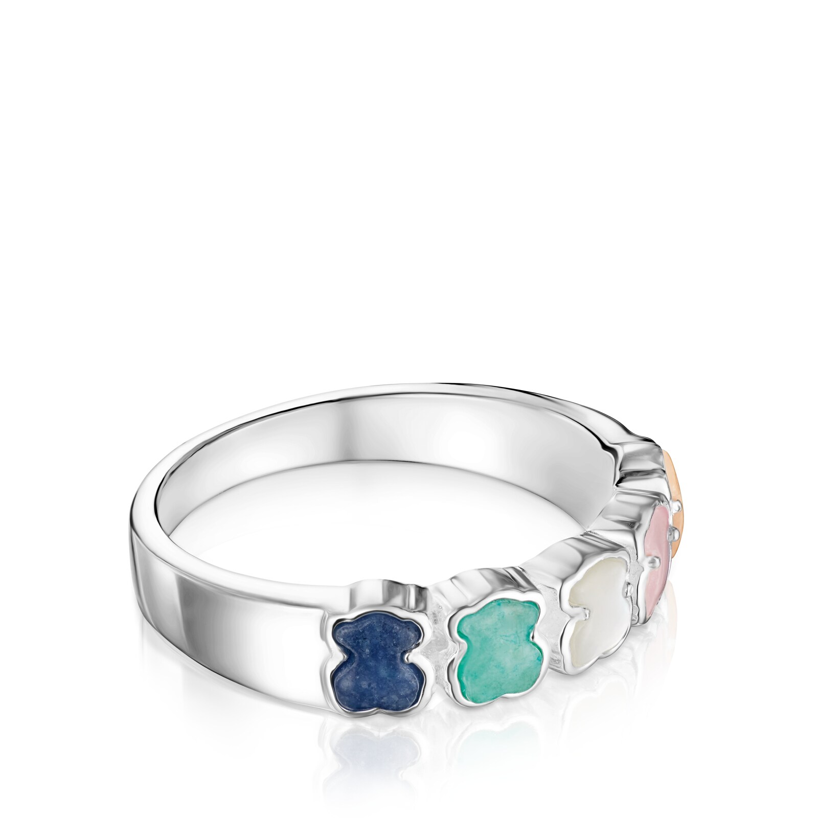 ANILLO DE PLATA CON GEMAS MULTICOLOR MOTIVO OSO MINI COLOR - 3