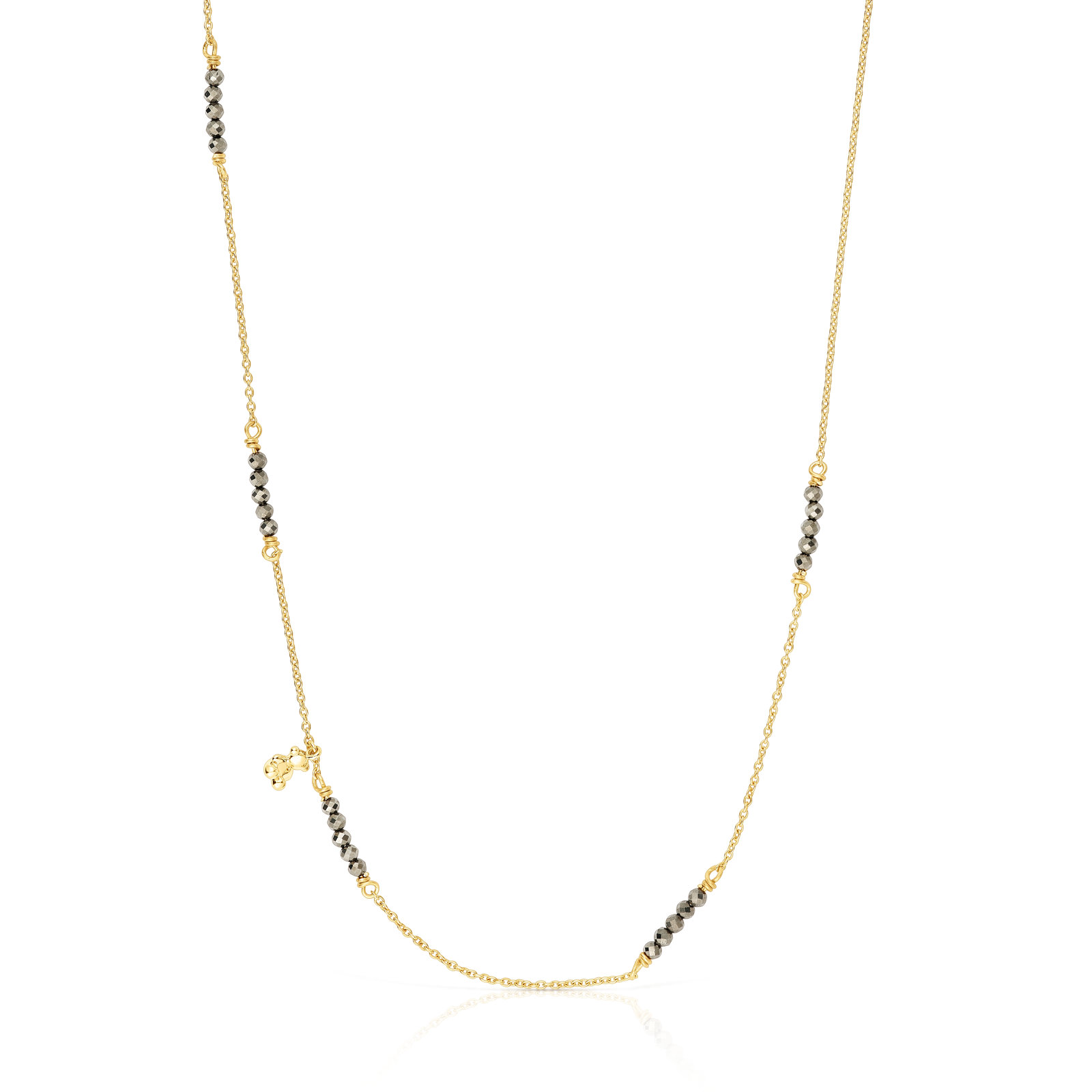 COLLAR CON BAÑO DE ORO 18 KT SOBRE PLATA Y PIRITA BOLD BEAR - 1