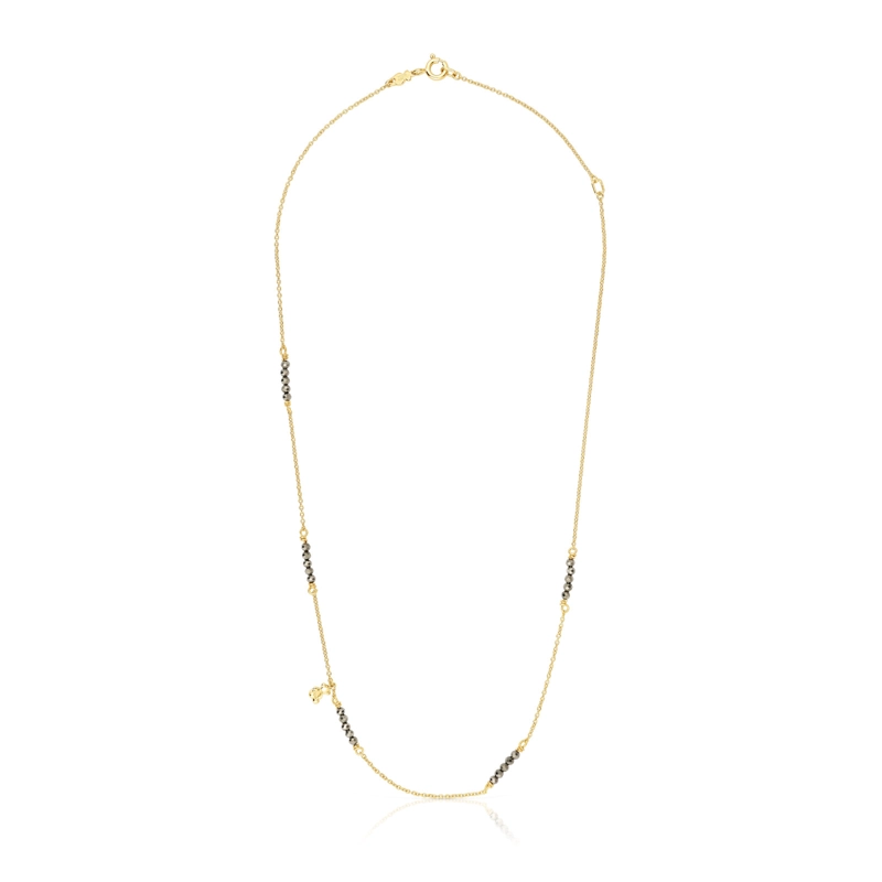 COLLAR CON BAÑO DE ORO 18 KT SOBRE PLATA Y PIRITA BOLD BEAR - 2