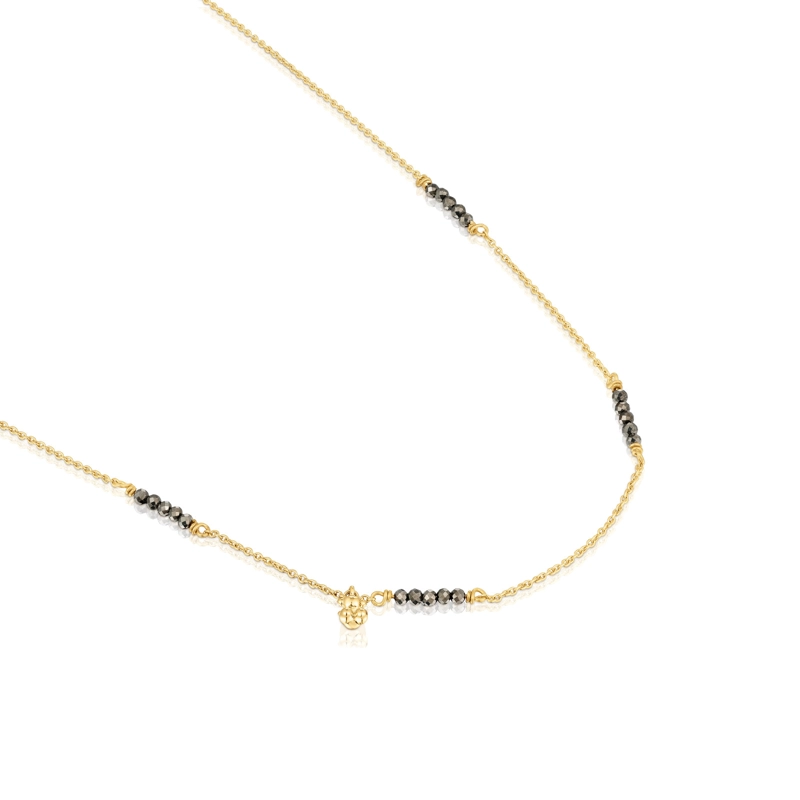 COLLAR CON BAÑO DE ORO 18 KT SOBRE PLATA Y PIRITA BOLD BEAR - 3