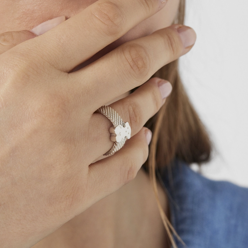 ANILLO DE PLATA MOTIVO OSO ESTRECHO SWEET DOLLS - 6