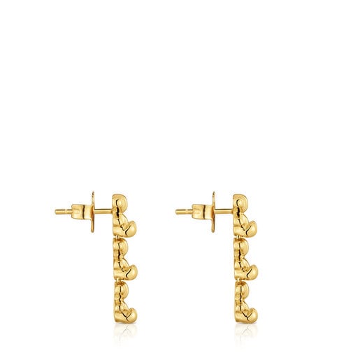 ARETES LARGOS DE PLATA BAÑADOS EN ORO BOLD BEAR - 1