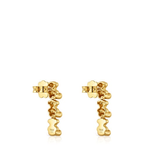 ARETES LARGOS DE PLATA BAÑADOS EN ORO BOLD BEAR - 2