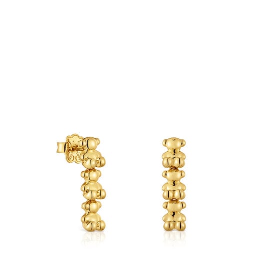 ARETES LARGOS DE PLATA BAÑADOS EN ORO BOLD BEAR - 3