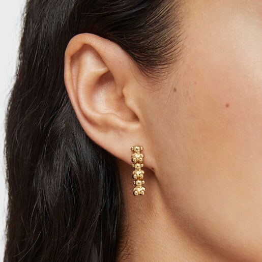 ARETES LARGOS DE PLATA BAÑADOS EN ORO BOLD BEAR - 4