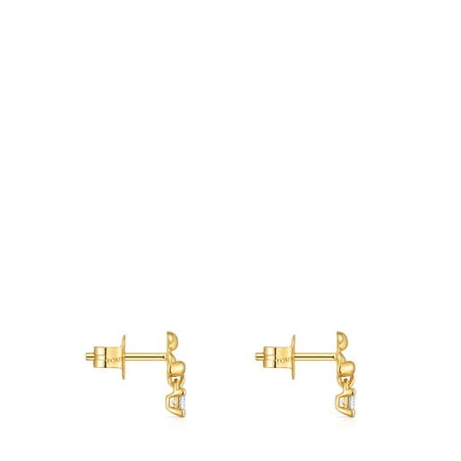 ARETES CON BAÑO DE ORO Y DIAMANTE - 1