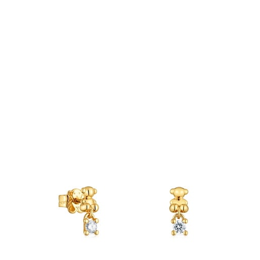 ARETES CON BAÑO DE ORO Y DIAMANTE - 3