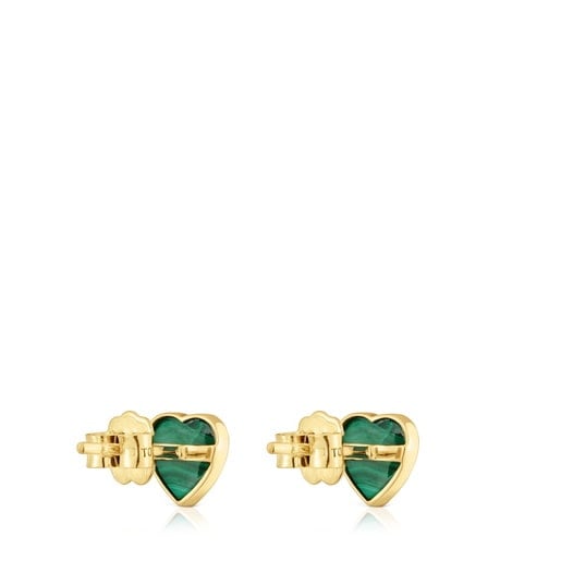 ARETES CORAZÓN DE ORO Y MALAQUITA - 2