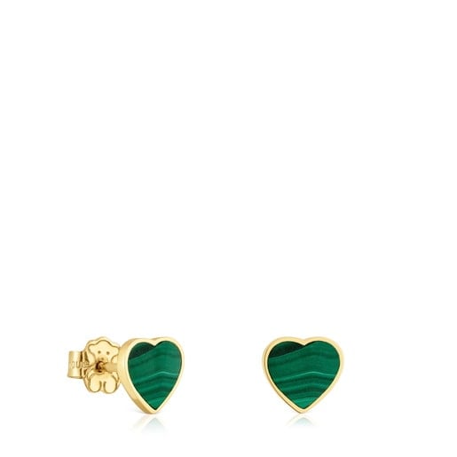 ARETES CORAZÓN DE ORO Y MALAQUITA - 3