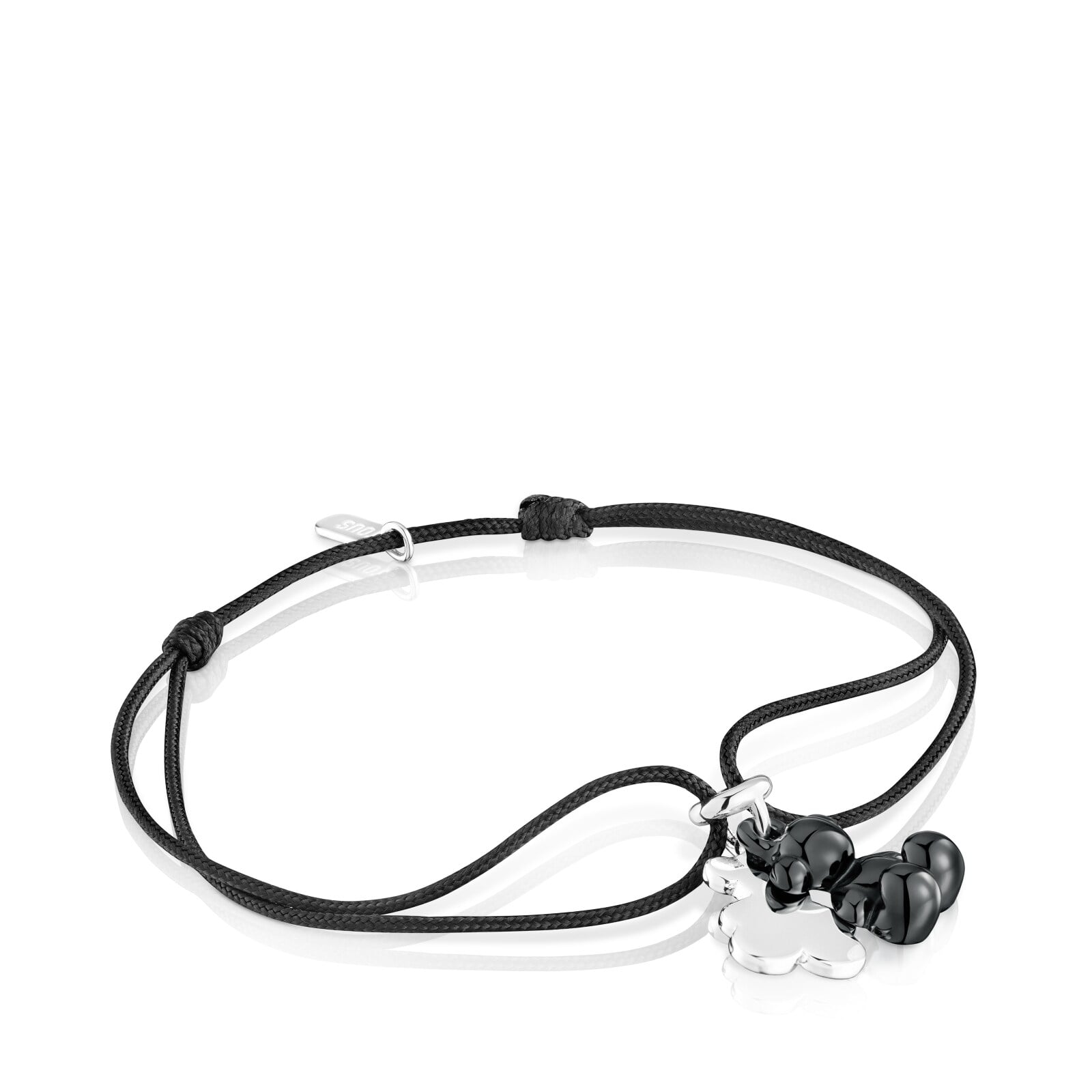 PULSERA PLATA CERAMICA NEGRA CORDON PL - 1