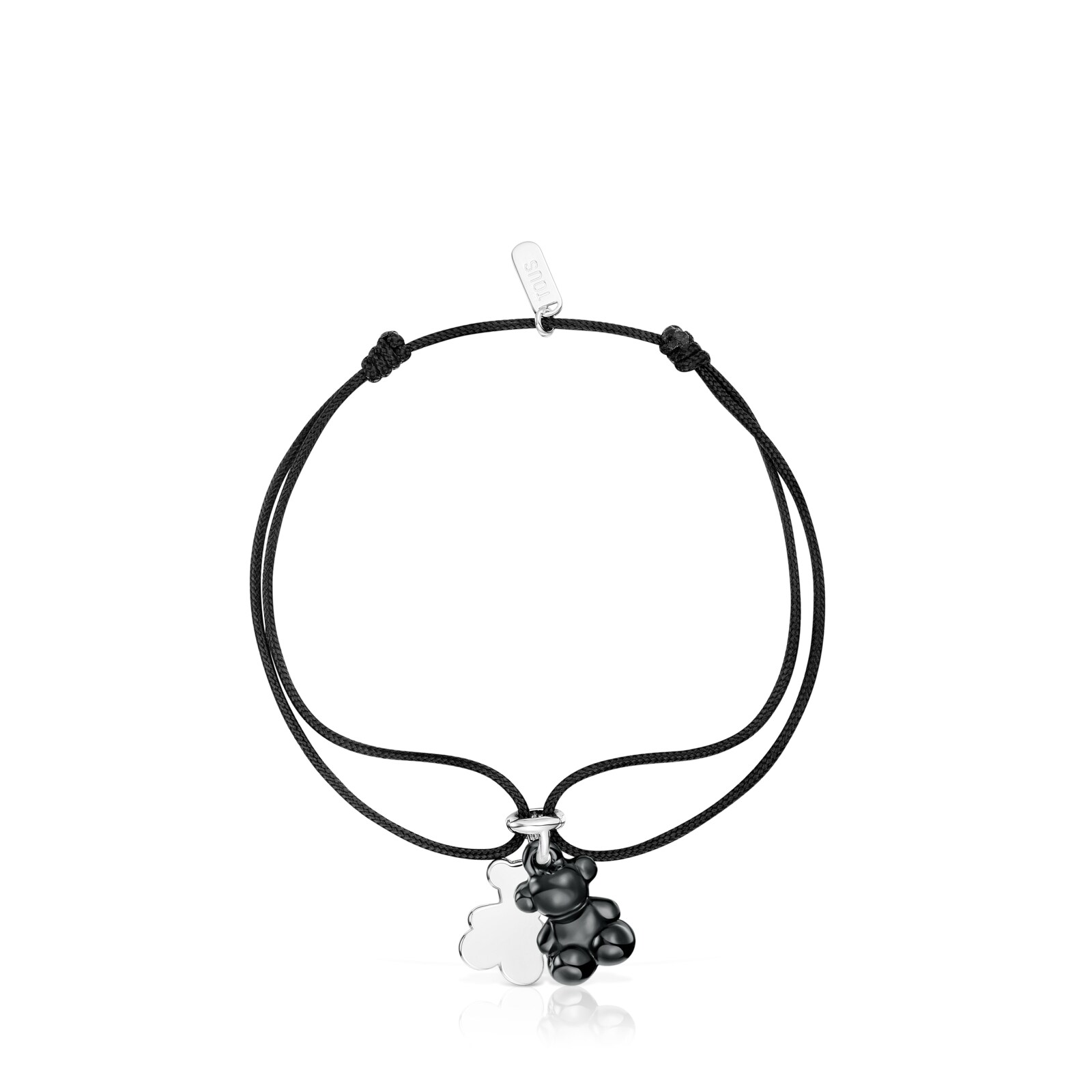 PULSERA PLATA CERAMICA NEGRA CORDON PL - 2