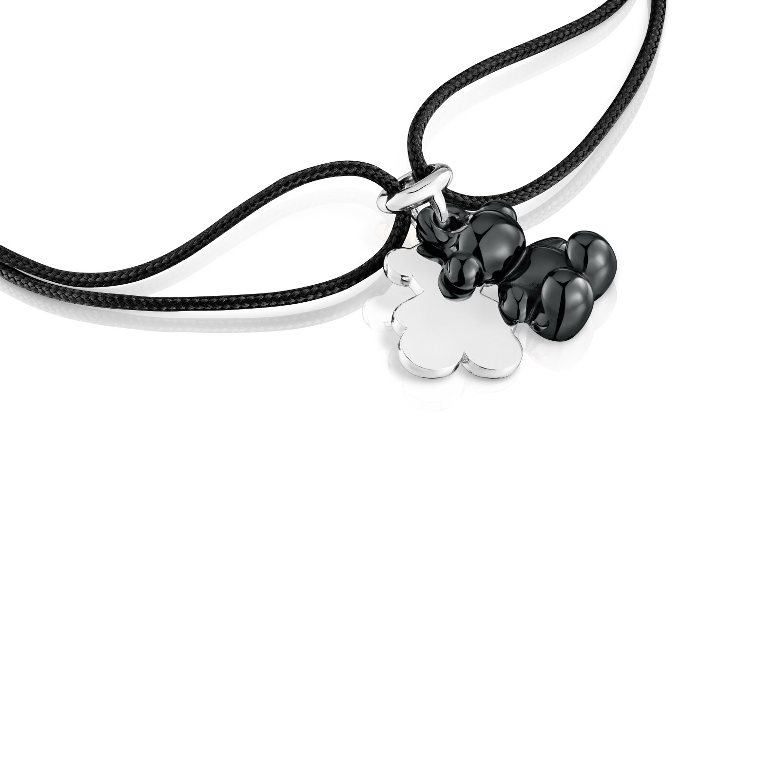 PULSERA PLATA CERAMICA NEGRA CORDON PL - 3