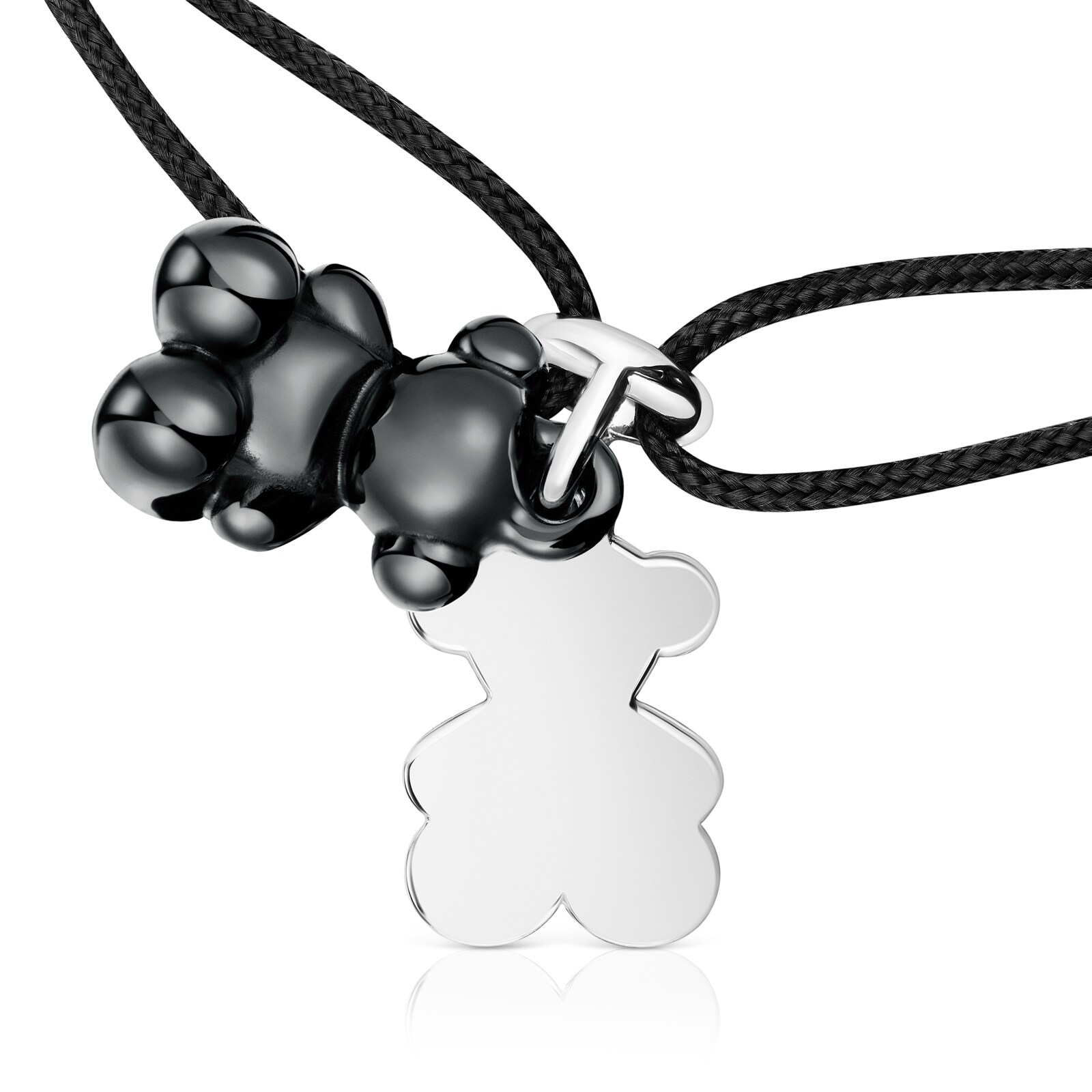 PULSERA PLATA CERAMICA NEGRA CORDON PL - 4
