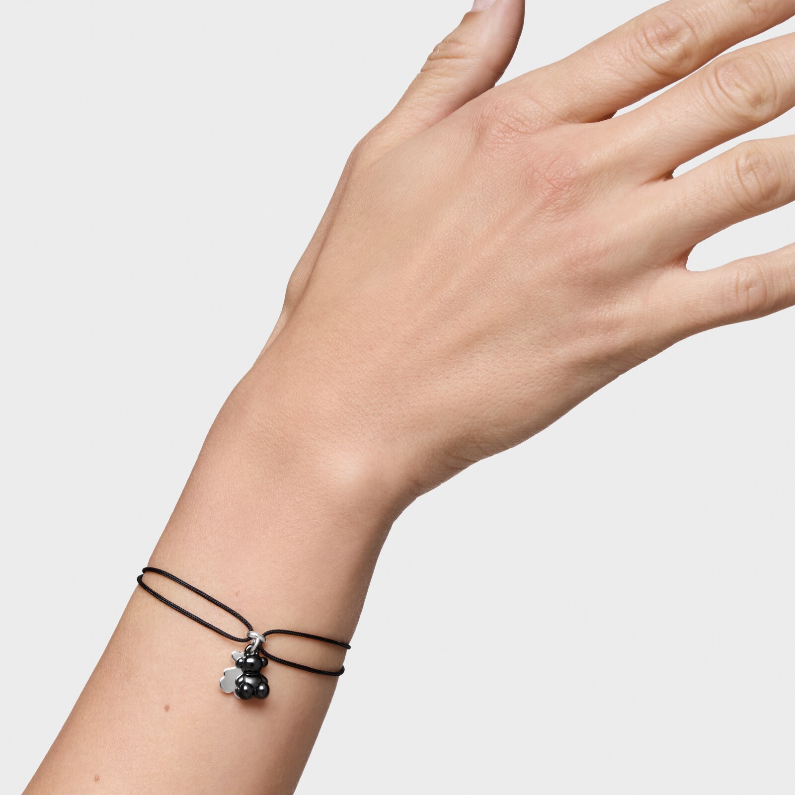 PULSERA PLATA CERAMICA NEGRA CORDON PL - 7