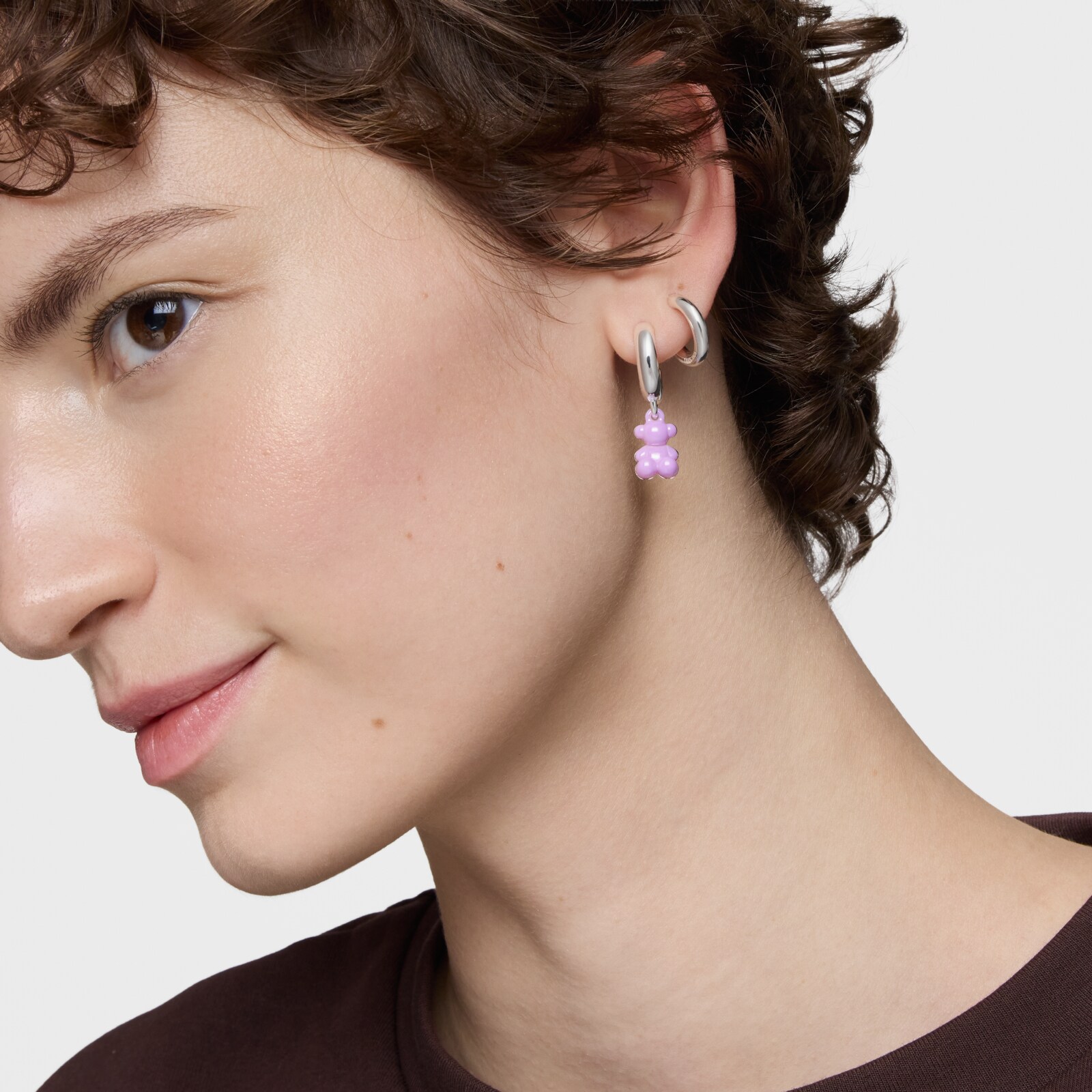 ARETE CRIOLLAS PLATA 1ªLEY CERAMICA LILA 30MM - 5