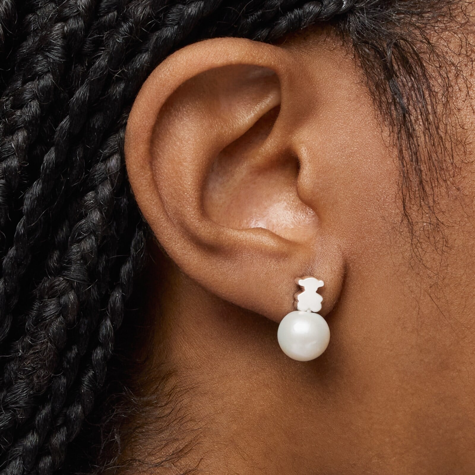 ARETE TUYO TOUS DE PLATA 1ªLEY OSO10MM PERLA - 5