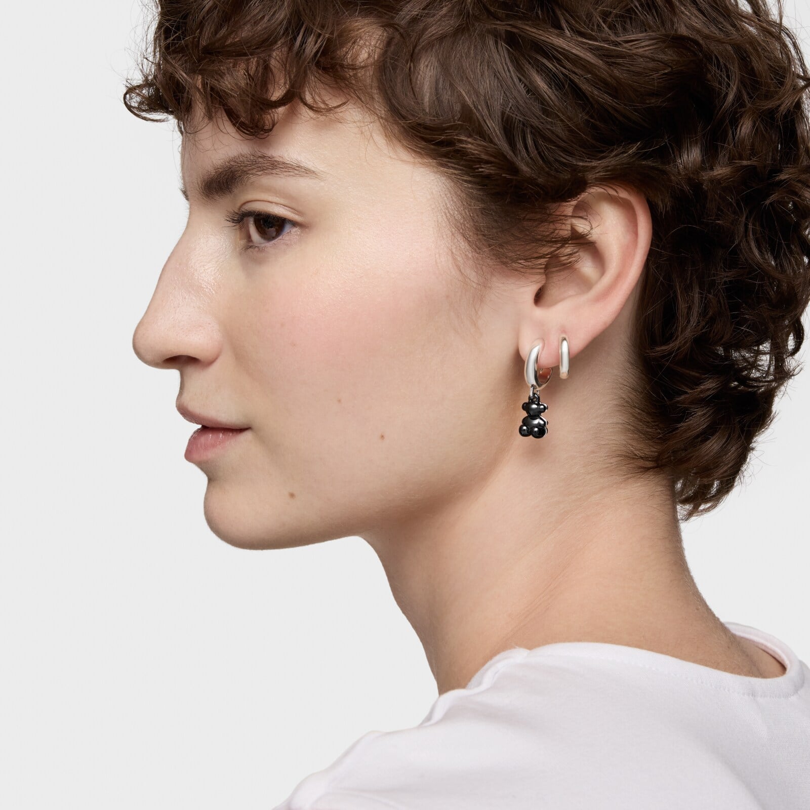 ARETE CRIOLLAS PLATA 1ªLEY CERAMICA NEGRA 30MM - 5