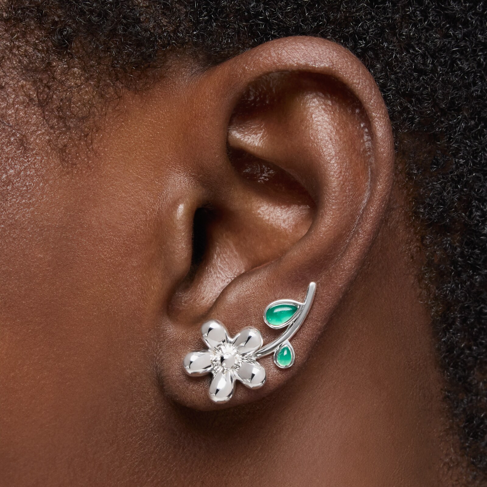 ARETE PENDIENTES PLATA 1ªLEY FLOR CALCEDONIA - 5