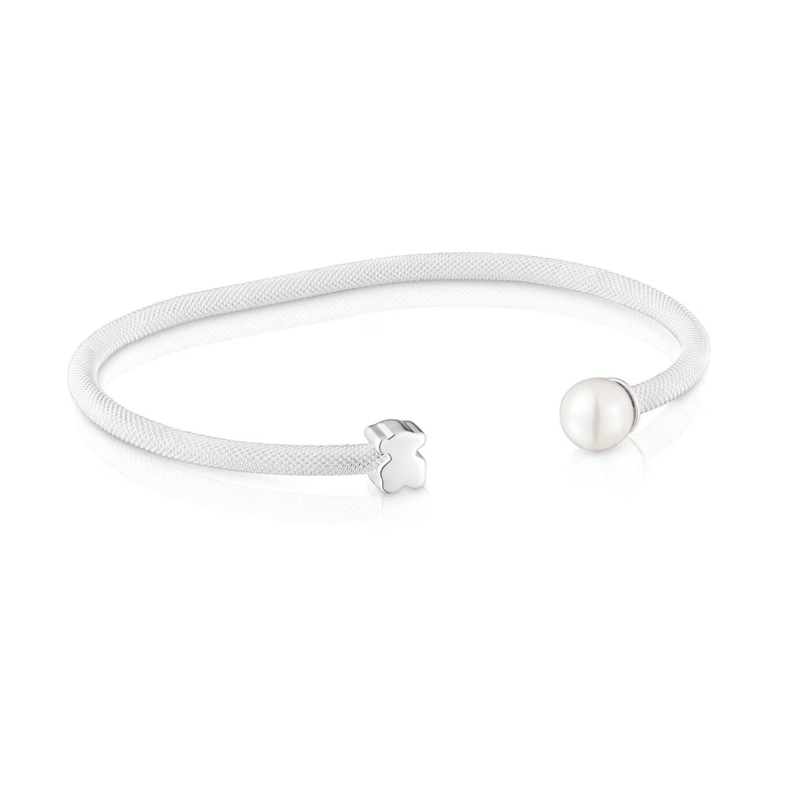PULSERA PLATA OSO 6MM PERLA ICON MESH - 1