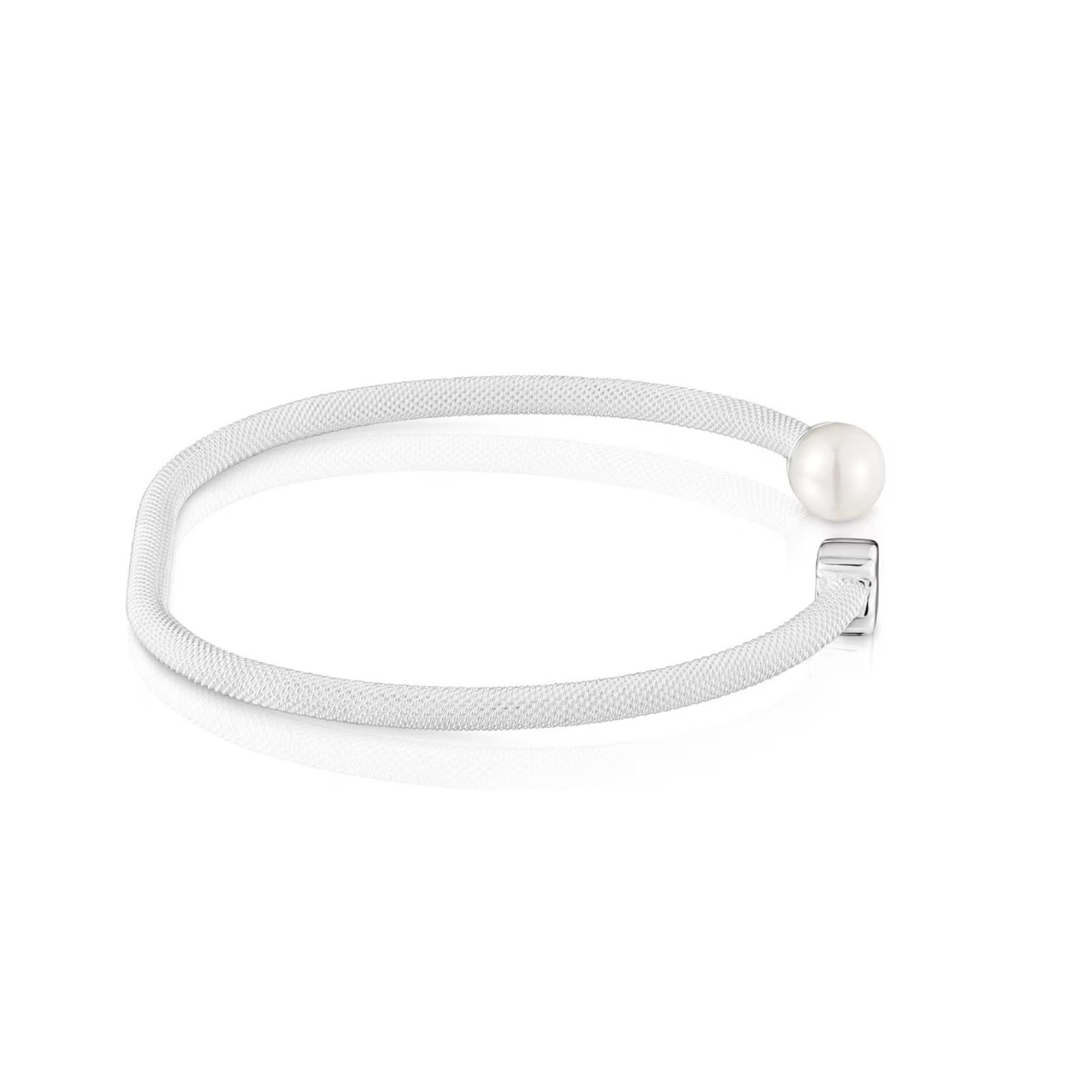 PULSERA PLATA OSO 6MM PERLA ICON MESH - 2
