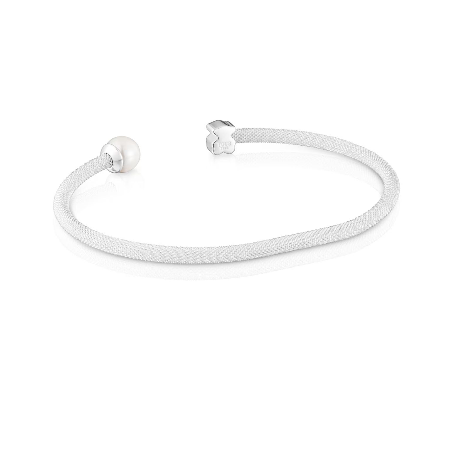 PULSERA PLATA OSO 6MM PERLA ICON MESH - 3
