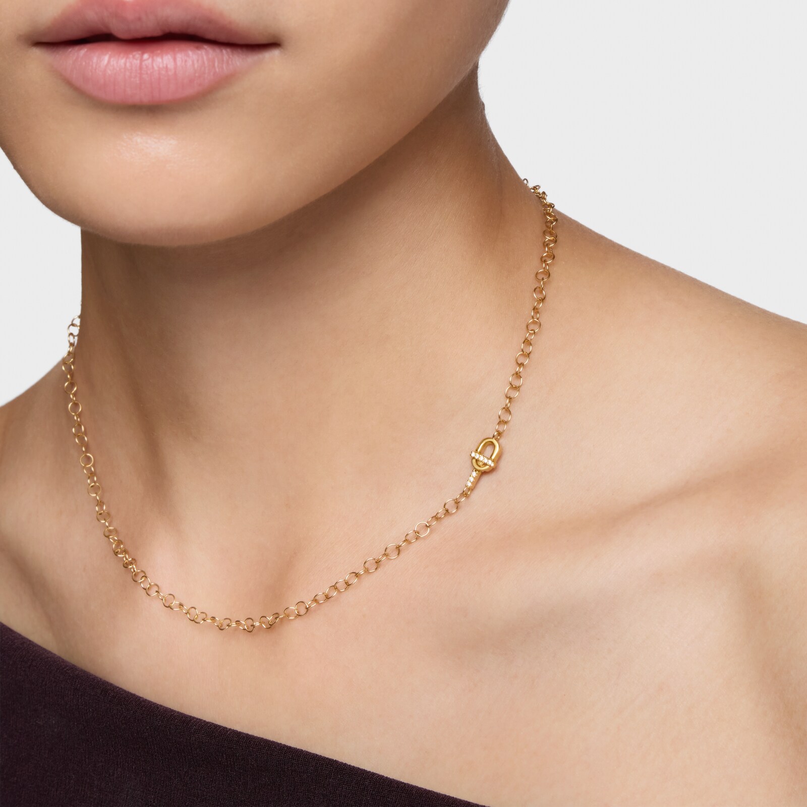 COLLAR GARGANTILLA ORO 14K 0.03CT H SI DIAM - 6