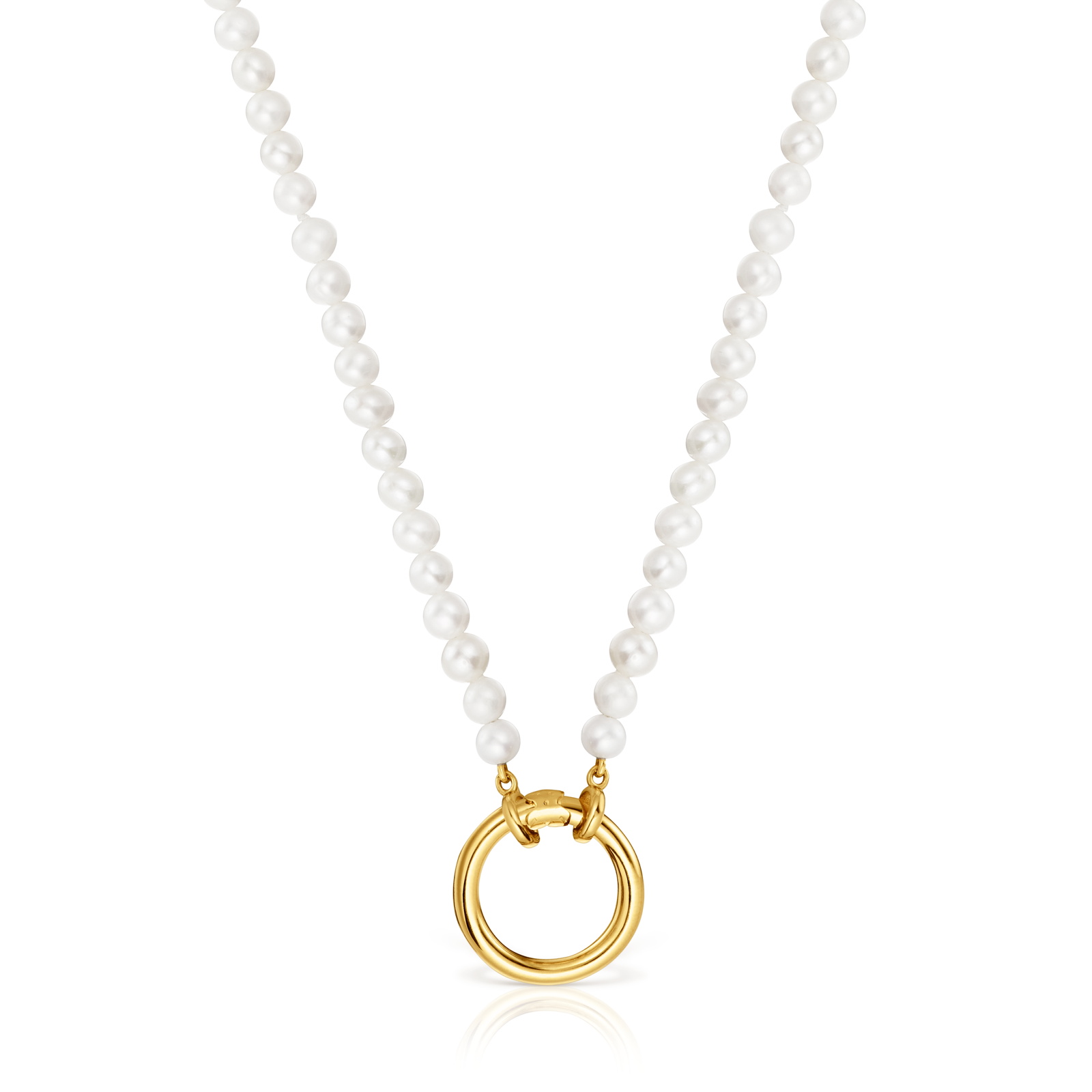 COLLAR CON PERLAS Y DIJE BAÑO ORO - 1