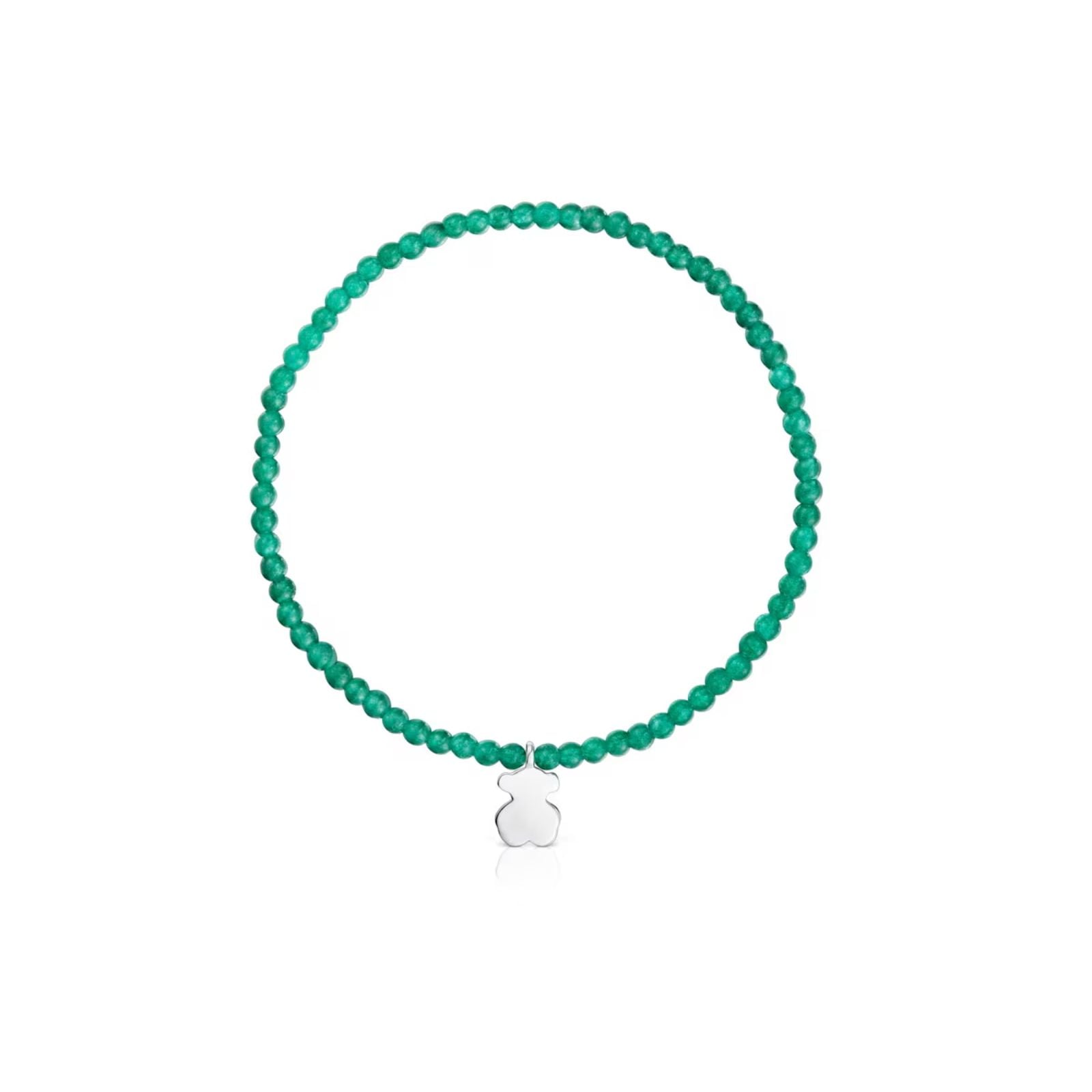 PULSERA CUARCITA VERDE PLATA OSO TOUS MOTIVOS - 2