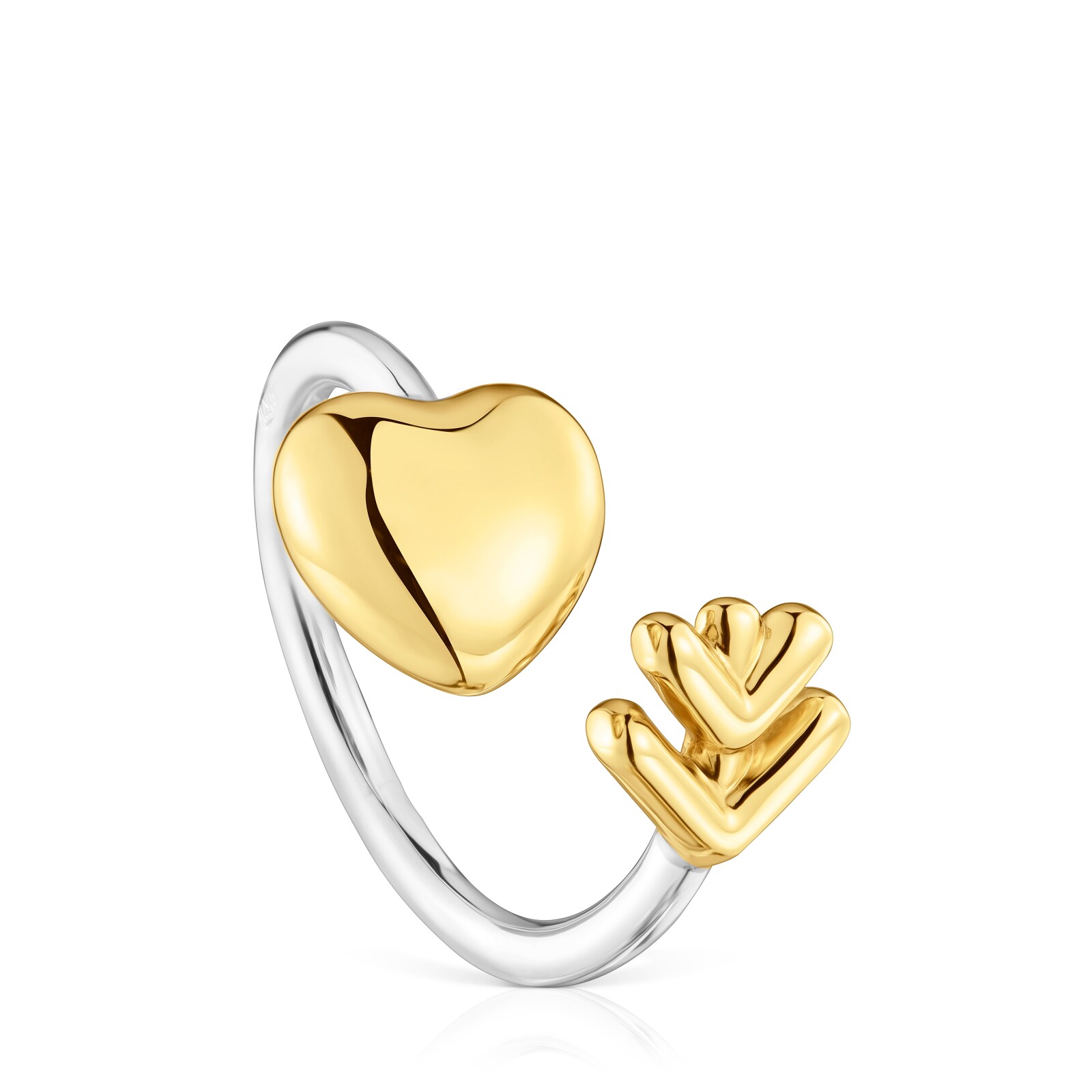 ANILLO DE PLATA BAÑO ORO FLECHA BICOLOR - 1